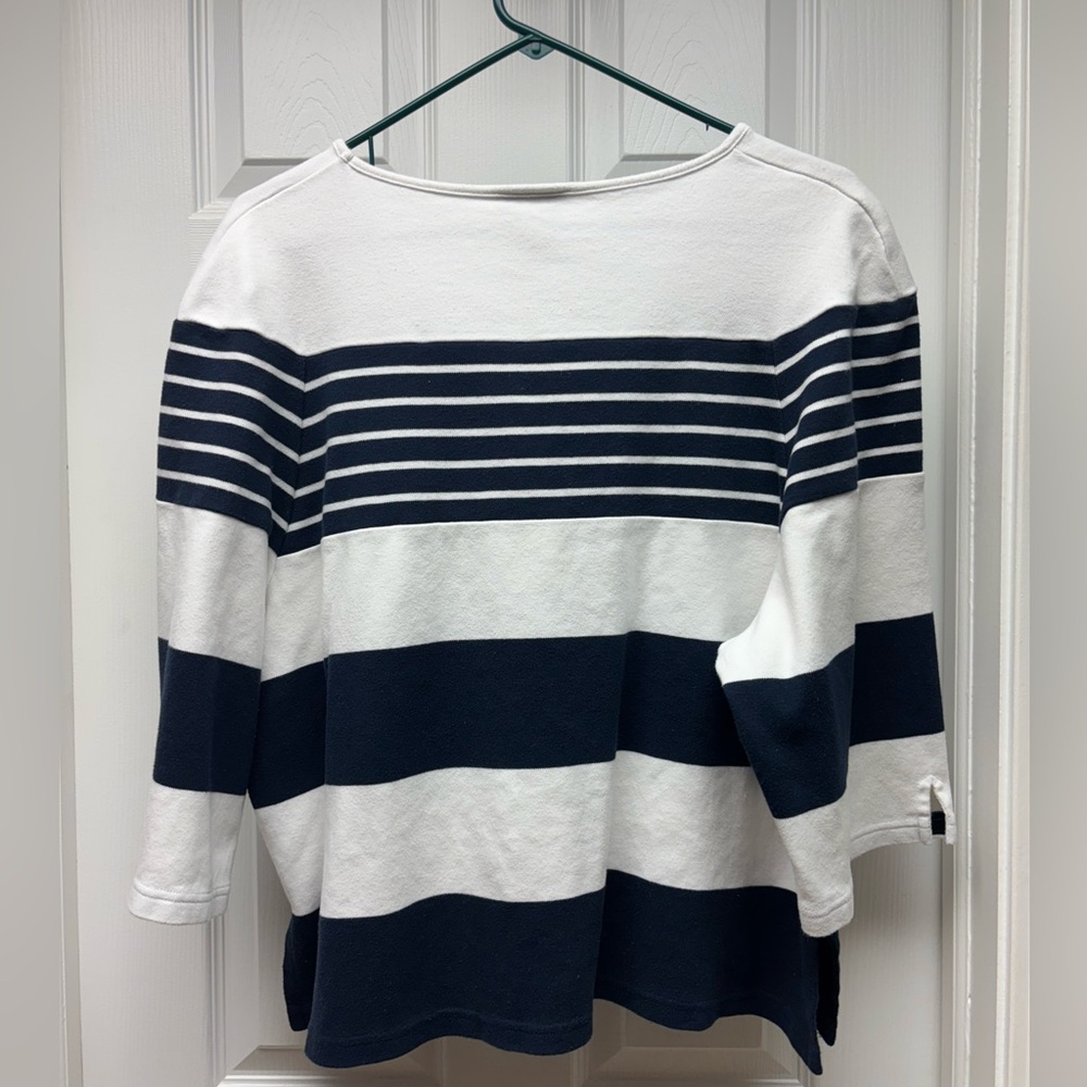 Neiman Marcus Exclusive Navy White Striped Cotton Top 1X - Picture 5 of 10